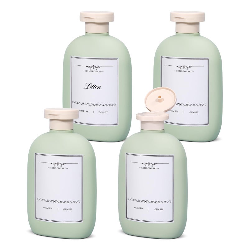 UMETASS 8.8 oz Plastic Travel Shampoo Bottles, Empty Plastic Squeeze Bottles with Flip Cap for Toiletries, Leakage-proof Travel Shampoo and Conditioner Bottles (4 pack, Green) - Image 1